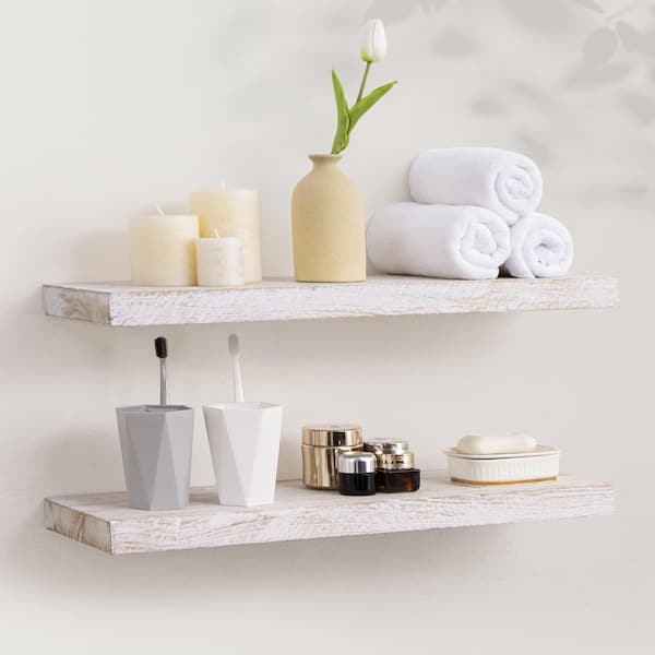 Unbranded 24 in. W x 8 in. D White Floating Shelves Decorative Wall Shelf (Set of 2)