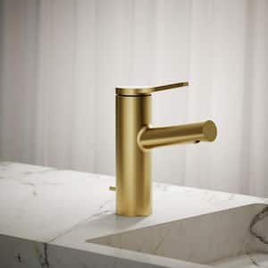 Elate Single Handle Single Hole Bathroom Faucet in Vibrant Brushed Moderne Brass