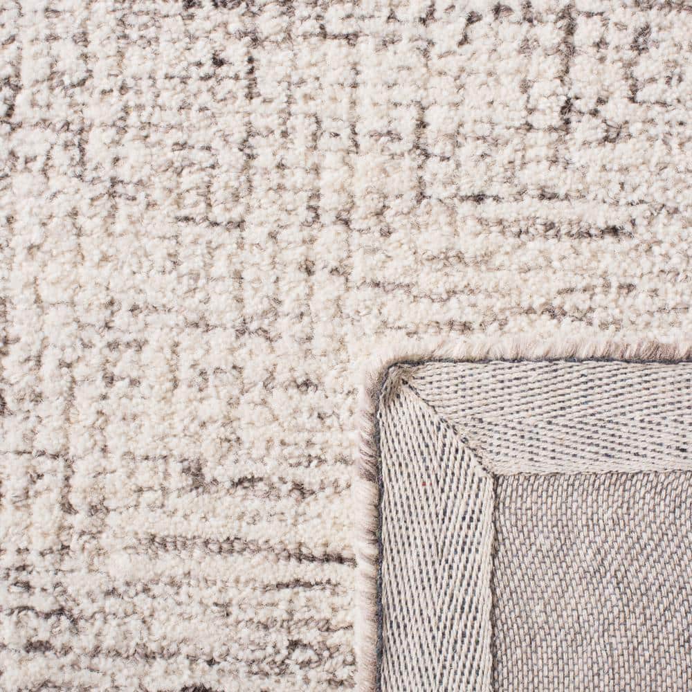 Handmade Ivory & Grey Abstract Wool Area Rug, 11' x 15'