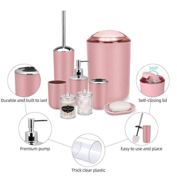 Dracelo 8-Piece Bathroom Accessory Set with Trash Can,Soap Dish
