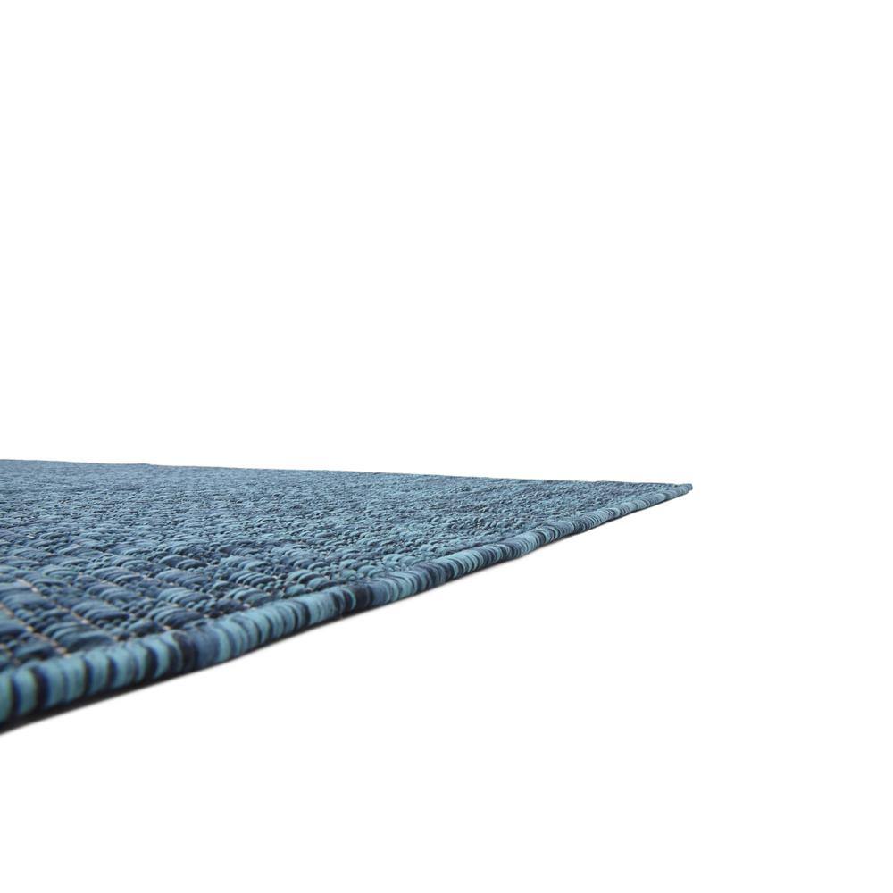 Teal and Navy Blue Outdoor Rectangular Synthetic Rug