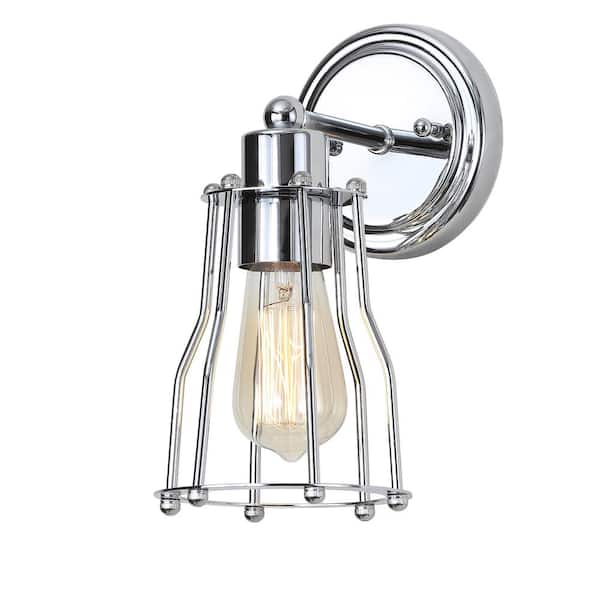 Evelyn 5.13 in. 1-Light Metal Chrome Vanity Light