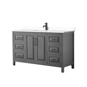 Daria 60 in. W x 22 in. D x 35.75 in. H Single Bath Vanity in Dark Gray with White Cultured Marble Top