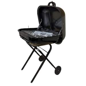 Walk-A-Bout 4275 Portable Charcoal Grill in Graphite Gray with Adjustable Legs