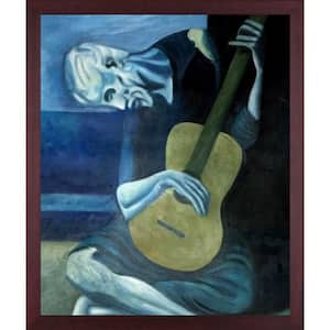 The Old Guitarist by Pablo Picasso Open Grain Mahogany Framed Abstract Oil Painting Art Print 22.5 in. x 26.5 in.