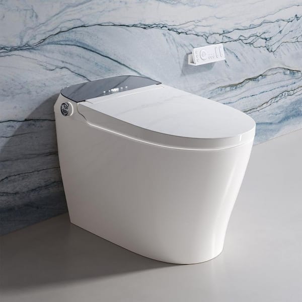 Elongated Smart Bidet Toilet 1.27 GPF in White with Instant Warm Water, Auto Flush, Night Light, Remote Control