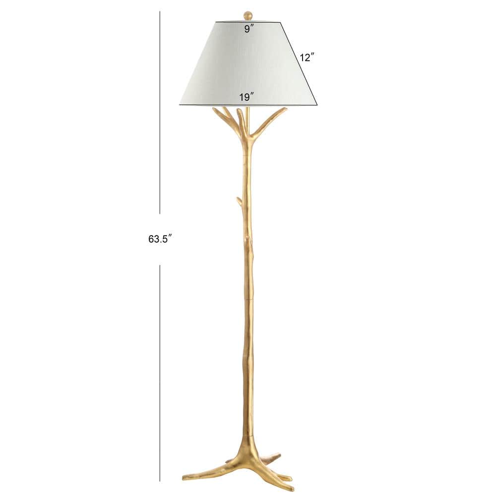 Arbor Gold Faux Bois Resin Arc Floor Lamp with White Shade