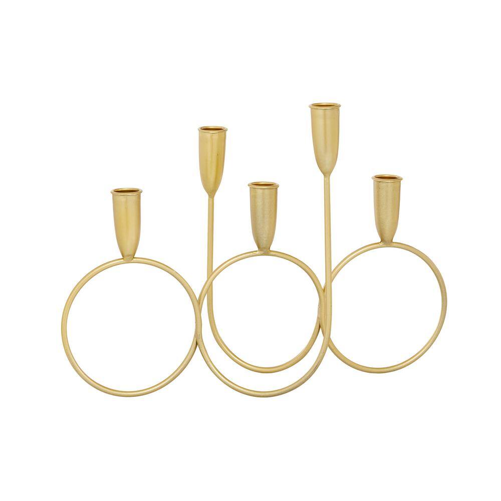 Gold Metal 5-Holder Modern Candelabra