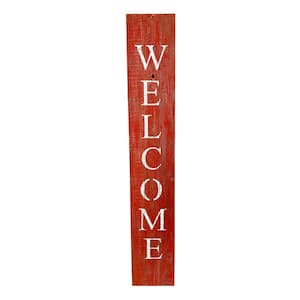 Rustic Farmhouse 60 in. Rustic Red Vertical Front Porch Welcome Sign