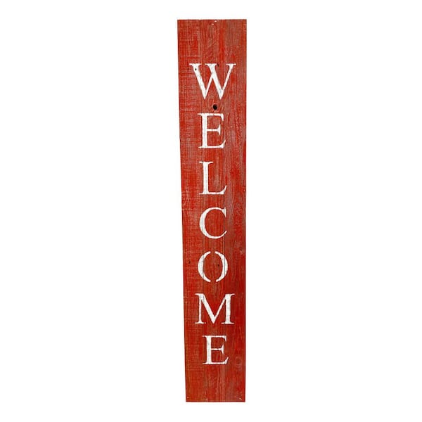 BarnwoodUSA Rustic Farmhouse 60 in. Rustic Red Vertical Front Porch Welcome Sign