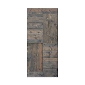 S Series 36 in. x 84 in. Smoky Gray Finished DIY Solid Wood Sliding Barn Door Slab - Hardware Kit Not Included
