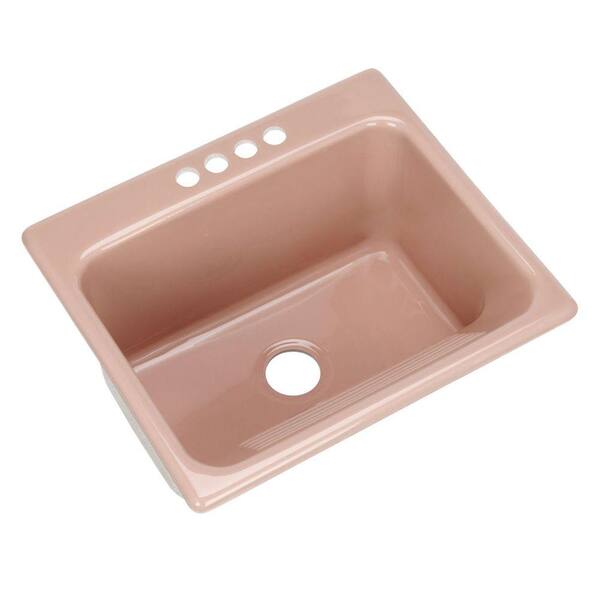 Thermocast Kensington Drop-in Acrylic 25 in. 4-Hole Single Bowl Utility Sink in Wild Rose