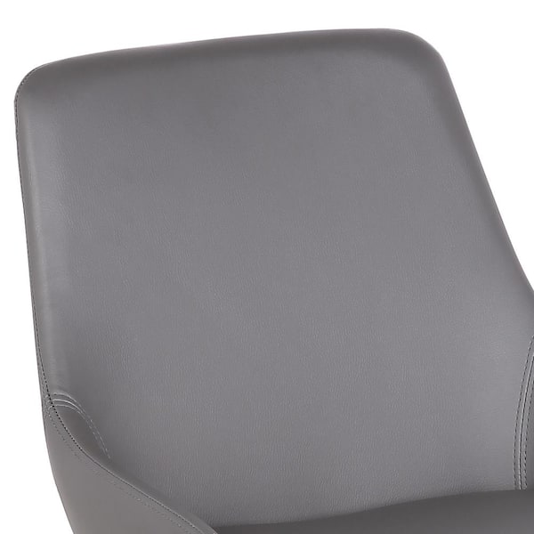 Armen Living Mia 33 in. Gray Faux Leather and Black Powder Finish ...