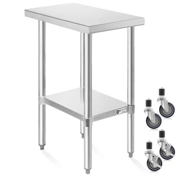 30 In X 12 In Stainless Steel Kitchen Prep Table With Bottom Shelf   Stainless Steel Kitchen Prep Tables Prep Kt 09 4w 64 600 