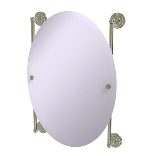 Allied Brass Que New Collection Oval Frameless Rail Mounted Mirror in Polished Nickel