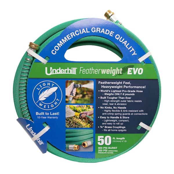 1/2 in. x 50 ft. Featherweight EVO Lightweight Fabric Garden Water Hose, Green