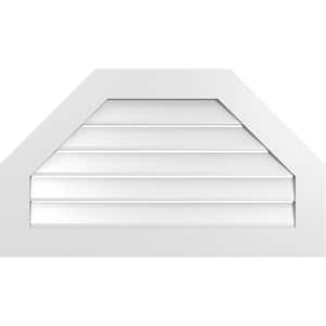 38 in. x 22 in. Octagonal Top Surface Mount PVC Gable Vent: Functional with Standard Frame