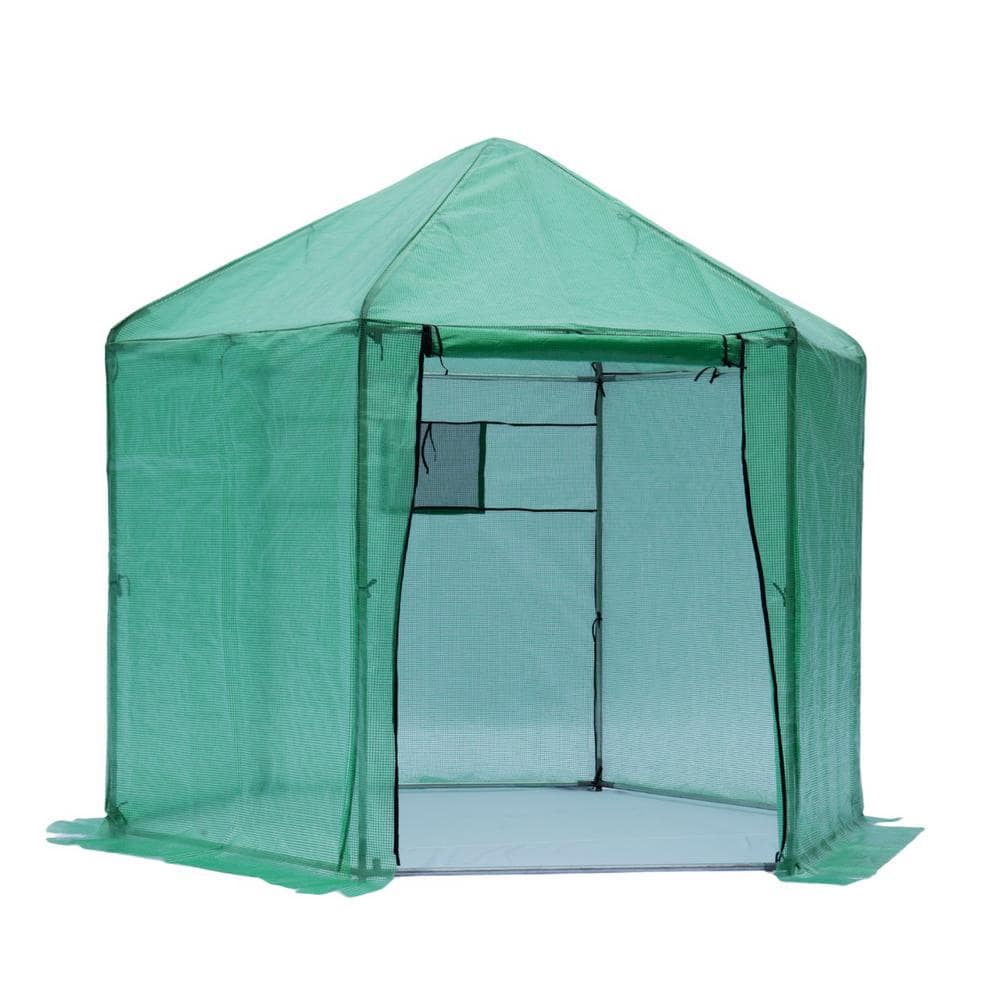 110 in. W x 110 in. D x 96 in. H Walk in Greenhouse with Hexagonal Upgrade 