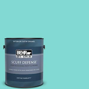 BEHR PREMIUM 1 qt. #MQ4-21 Caicos Turquoise Semi-Gloss Enamel  Interior/Exterior Cabinet, Door & Trim Paint 712304 - The Home Depot