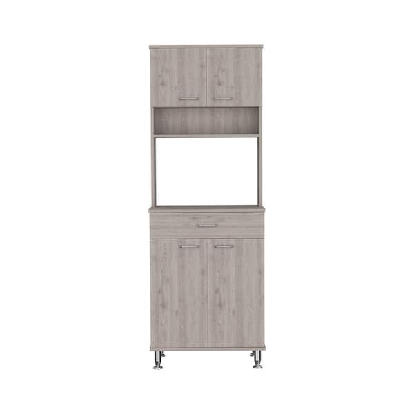 Unbranded 23.6 in. W x 13.7 in. D x 66.5 in. H 2 Double Door Light Gray Linen Cabinet with 2-Interior Shelves and 1 Drawer
