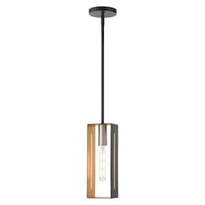 Soma 1-Light Textured Black Mini Pendant with Gold and Brushed Nickel Accents