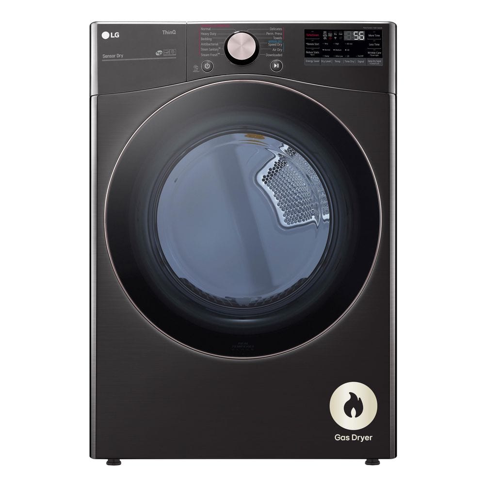 7.4 Cu. Ft. Vented SMART Stackable Gas Dryer in Black Steel with TurboSteam and Sensor Dry Technology