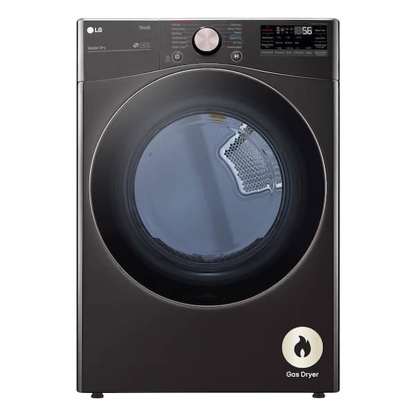 7.4 Cu. Ft. Vented SMART Stackable Gas Dryer in Black Steel with TurboSteam and Sensor Dry Technology
