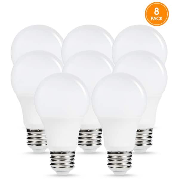 YANSUN 40-Watt Equivalent 6-Watt A19 Non-Dimmable Dusk to Dawn LED Light  Bulb E26 Base in Daylight White 5000K (8-Pack) H-XP02403W6E26-8 - The Home  Depot