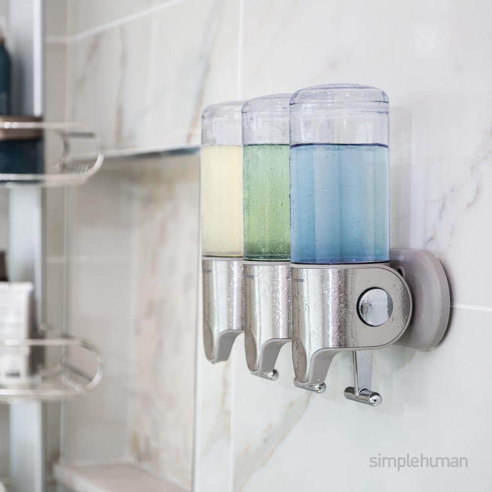 Triple Wall Mount Soap Dispenser with Silver Finish