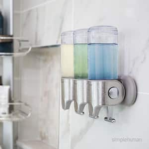 Triple Wall-Mount Shampoo and Soap Dispenser, Brushed Stainless Steel