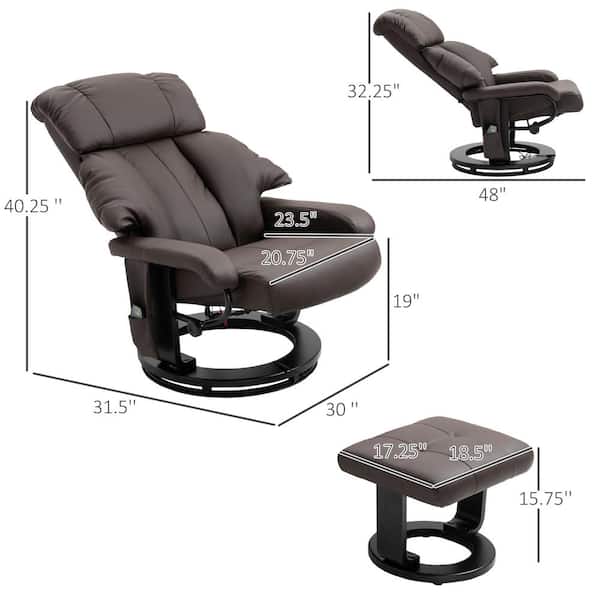 Homcom Brown Massage Recliner Chair, Leather Massage Chair With Ottoman