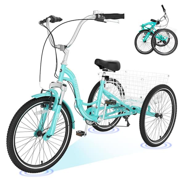 20 in. Wheels Foldable Adult Tricycle 7-Speed Trike, 3-Wheels Bike with Basket for Adults Exercise Outdoor Fitness
