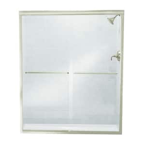 Finesse 57 in. x 70.0625 in. Frameless Sliding Shower Door in Brushed Nickel