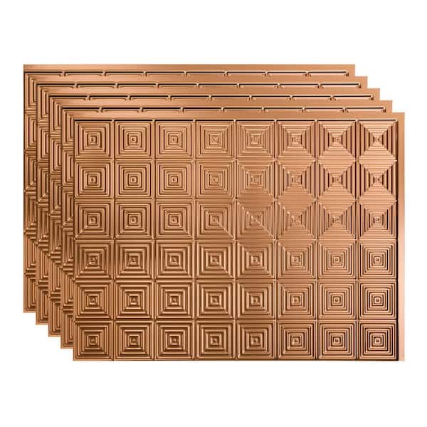 Fasade Miniquattro 18.25 in. x 24.25 in. Vinyl Backsplash Panel in Polished Copper (5-Pack)