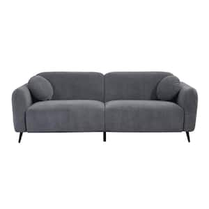 Grey Polyester Metal Upholstered Outdoor Loveseat with Cushions for Living Room, Bedroom, and Apartments