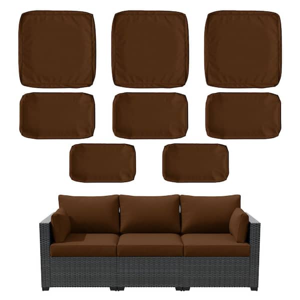 8-Piece 25.6 in. Outdoor Replacement Lounge Cushion Covers Chocolate