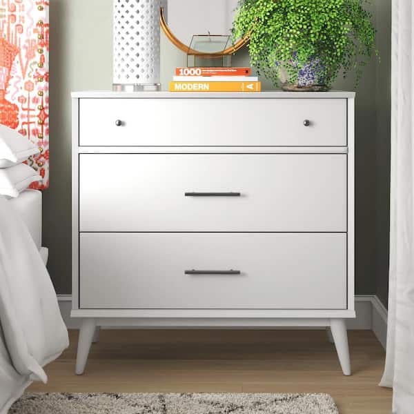 Camaflexi Mid-Century 3-Drawer White Dresser 36 in. x 36 in