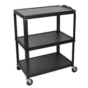 Extra Large Height Adjustable 32 in. Steel A/V Utility Cart in black