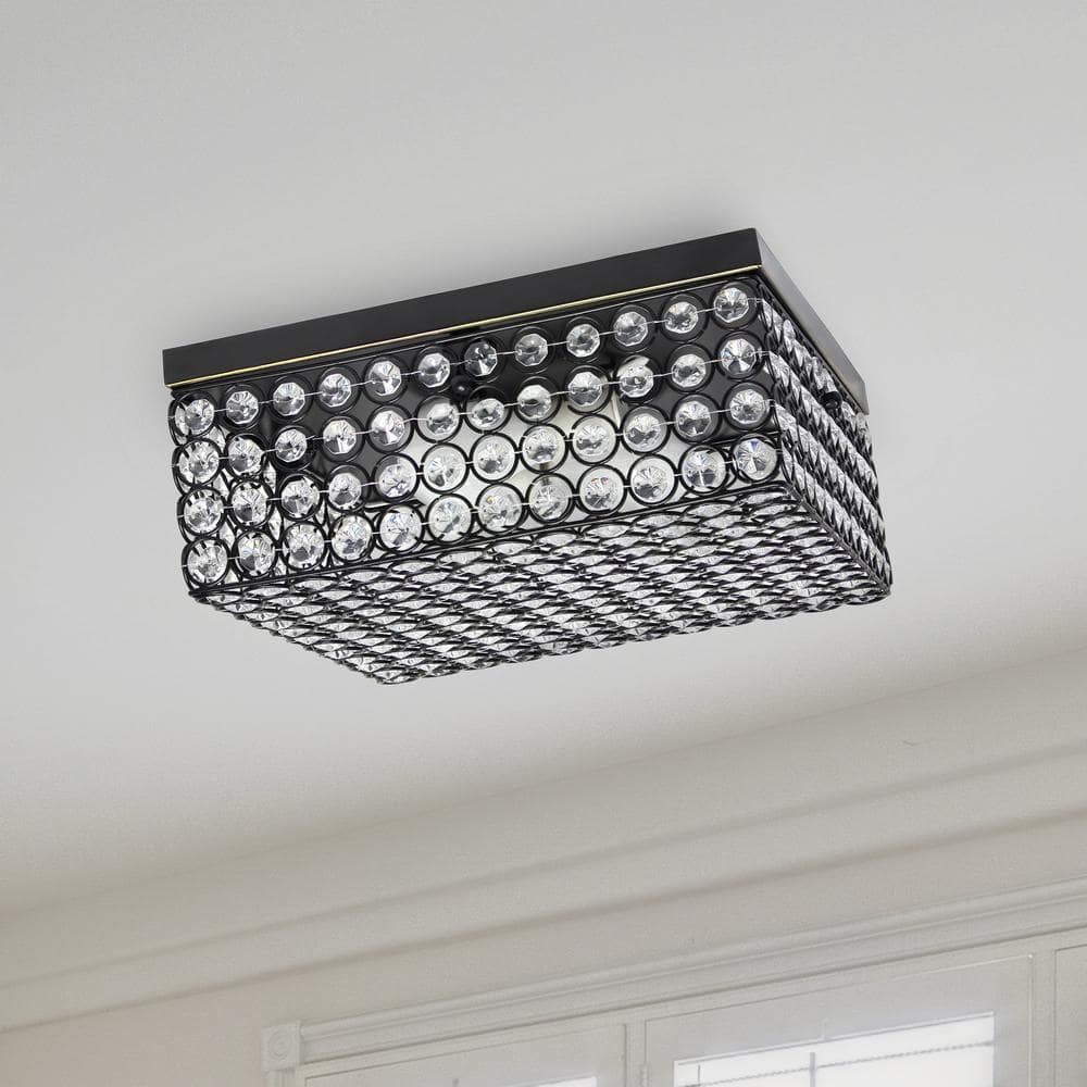 Elipse 12" Crystal and Bronze Elegant Flushmount Light