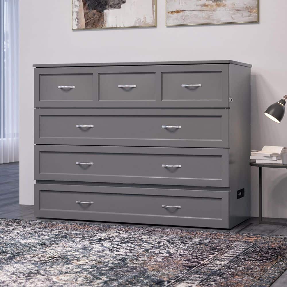Northfield White Full Murphy Bed Chest with Drawers