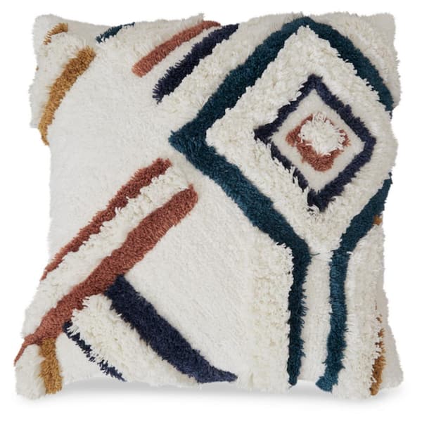 Evermore White/Blue Abstract Polyester 20 in. L x 20 in. W Pillow