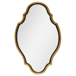 12 in. x 19 in. Classic Medieval Style Oblong Mirror with Gold and Black Frame Finish
