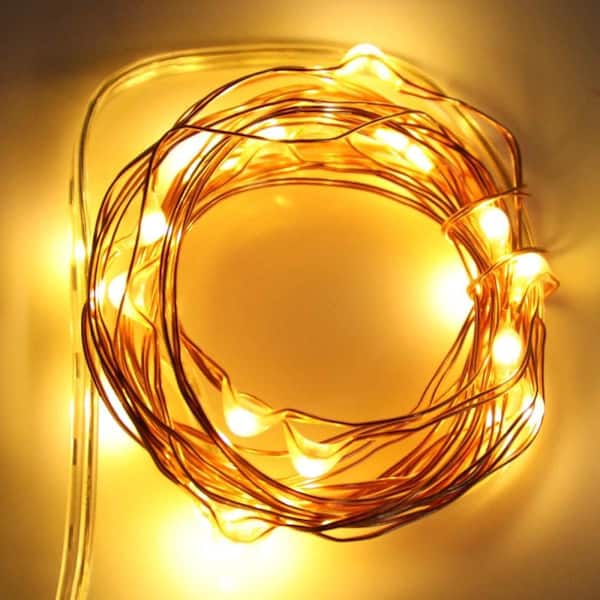 Feit Electric 30-Light 10 ft. USB or Battery Operated Mini LED Indoor Copper Warm White Fairy String Light w/Remote & 8 Clips(24-Pack)