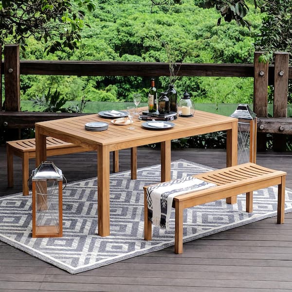 Cambridge Casual 3-Piece Abbington Teak Wood Outdoor Picnic Dining Set