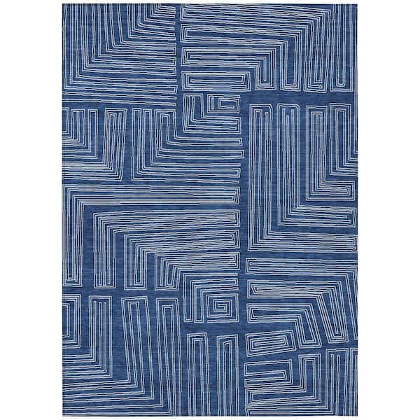 Addison Rugs Chantille Machine Washable Indoor/Outdoor Abstract ACN1045 Navy 9 ft. x 12 ft. Area Rug