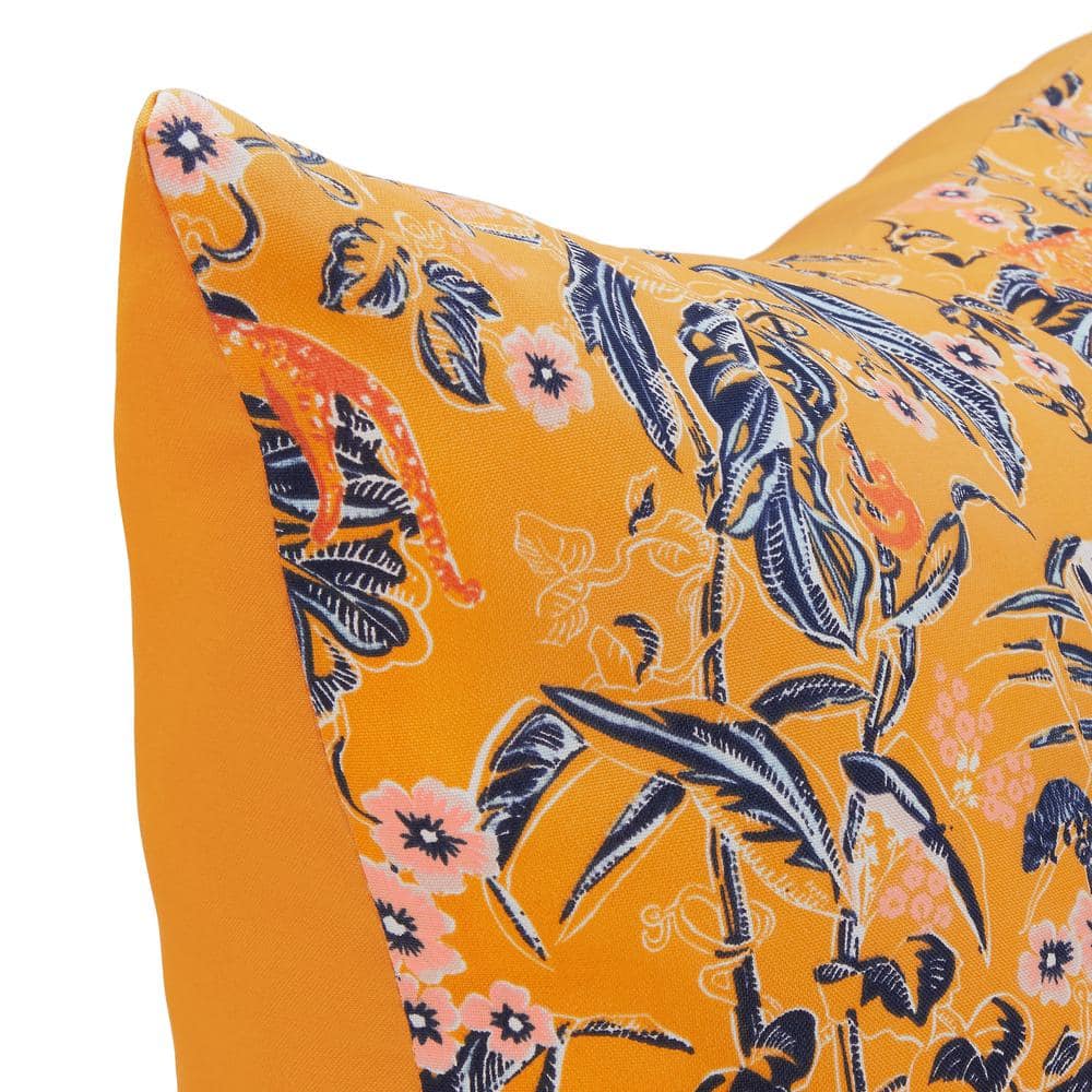 Gold and Blue Water-Resistant Outdoor Square Pillow Set