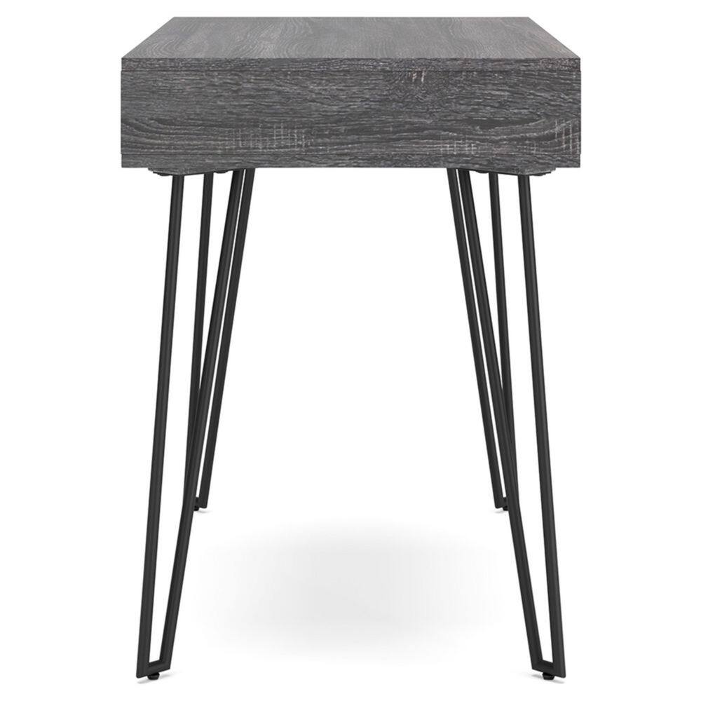 Charcoal Gray Wood Home Office Desk with Black Metal Legs