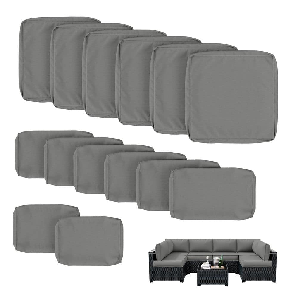 14Pcs Outdoor Waterproof Cushion Covers Replacement, Slipcover Set with Zippers for Patio Furniture Light Grey price history on PriceWatchPro