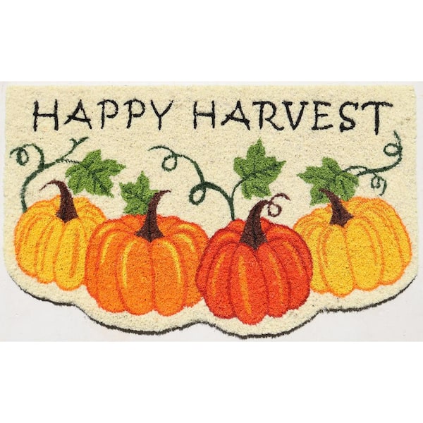Vinyl Back Multi Colored Happy Harvest 30 in. x 18 in. Coir Door Mat