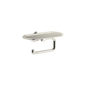 Occasion Wall Mounted Toilet Paper Holder with Tray in Vibrant Polished Nickel
